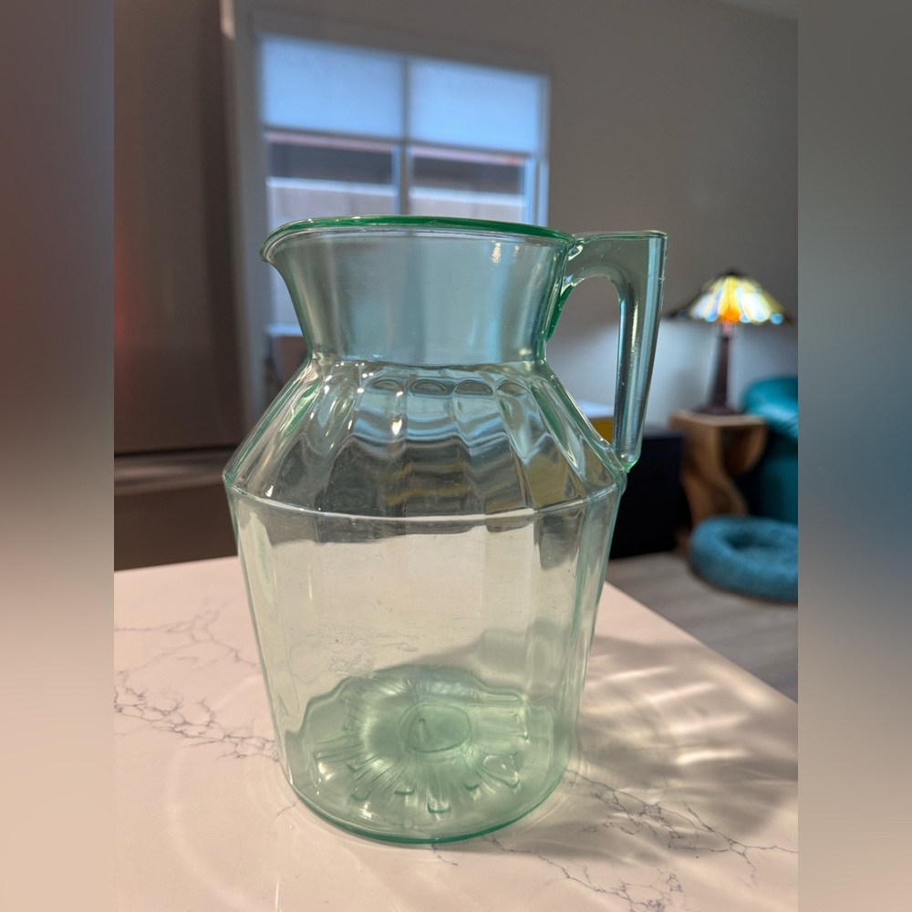 Vintage Lime Green Depression Glass Pitcher